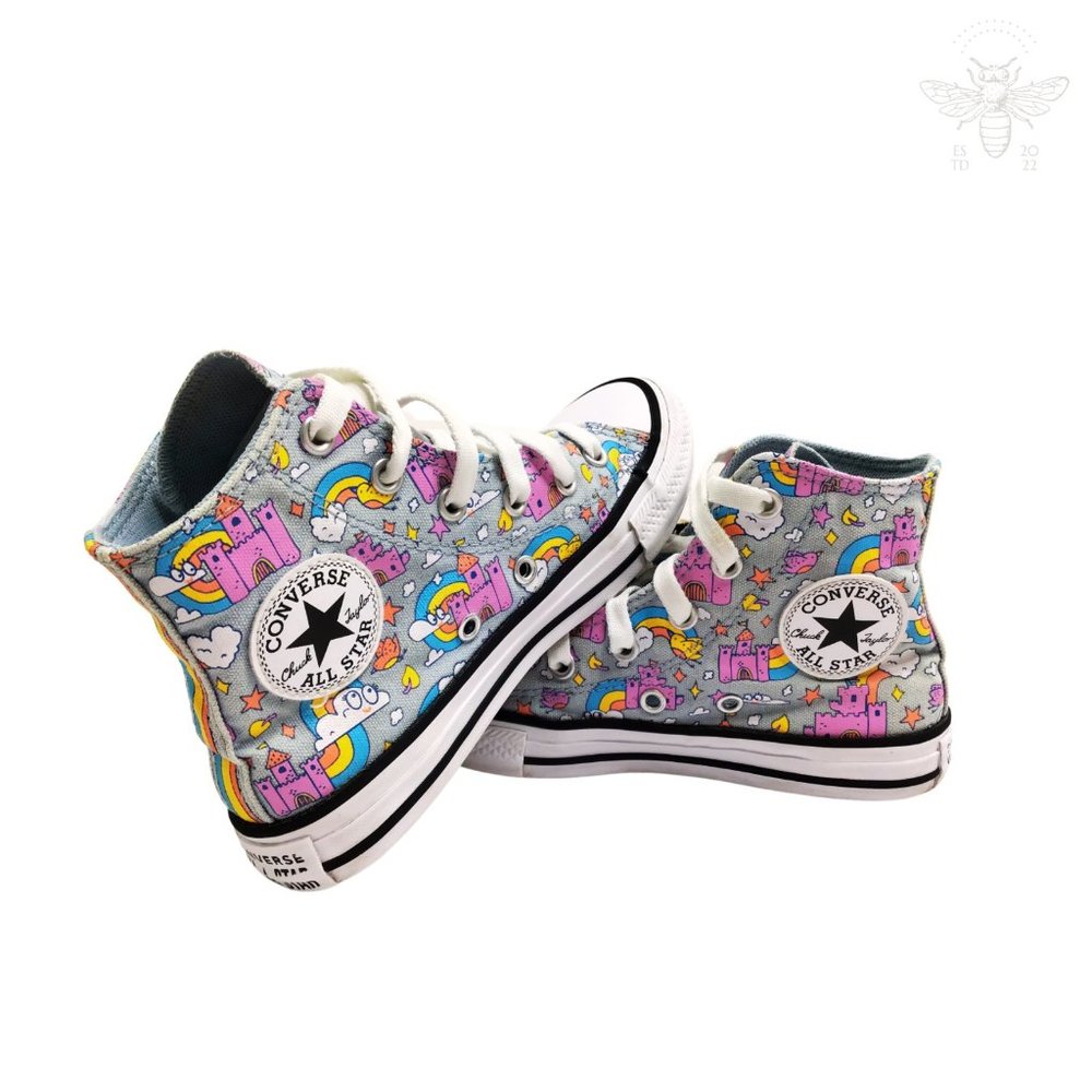 Converse Chuck Taylor All Star Girls Rainbows Castles, Gray, Size 13